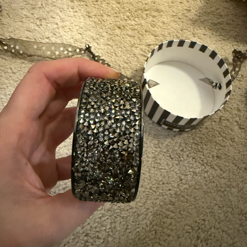 Henri Bendel Onyx and Silver Crystal Cuff - Picture 3 of 5